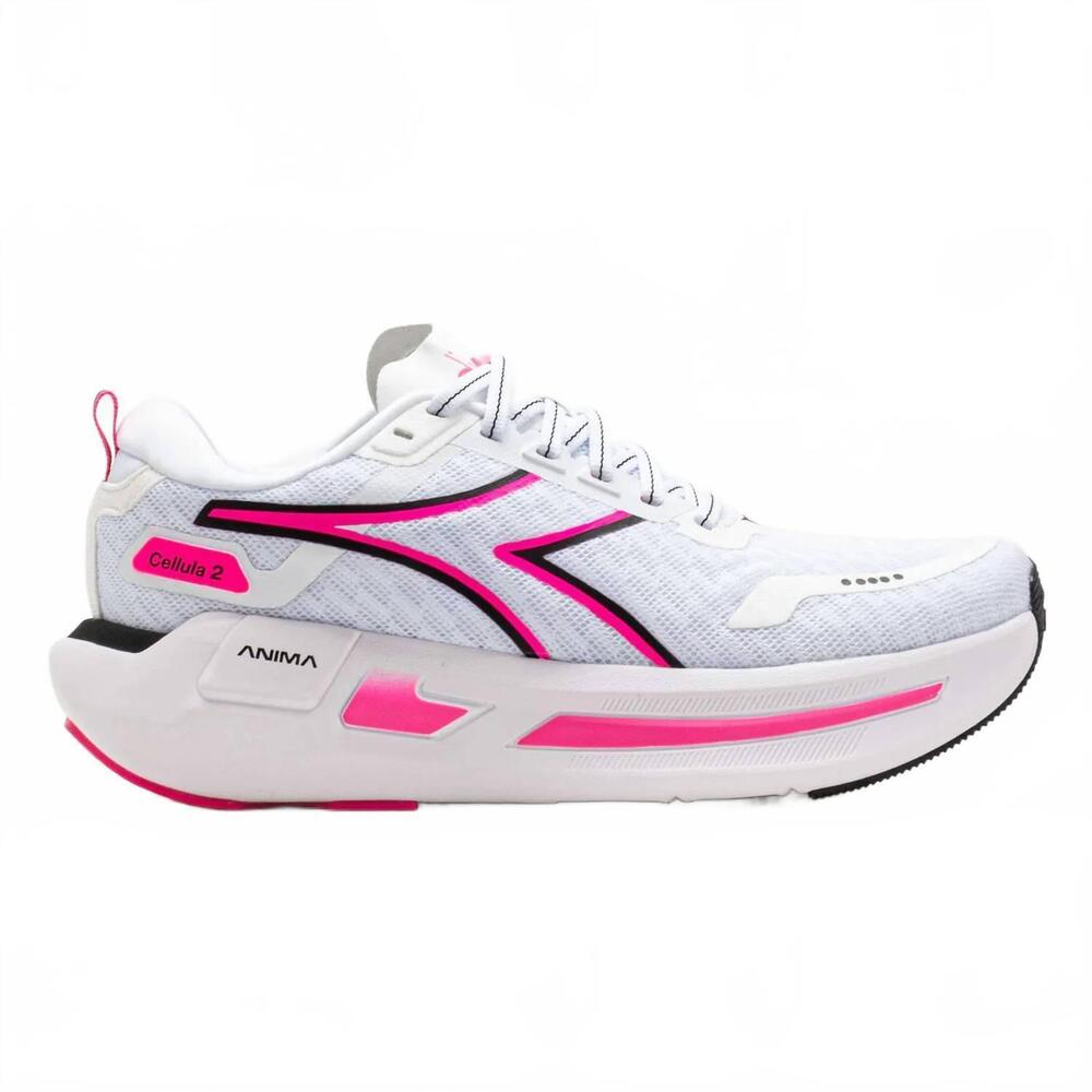 NEW DIADORA women's cellula 2 running shoes in white/black/pink fluorescent